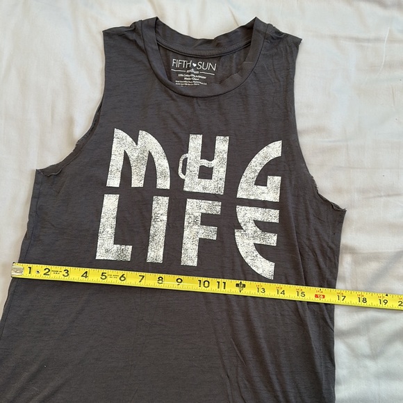 Fifth Sun Dark Gray Mug Life Sheer Tank 🍺 size Medium - Picture 5 of 7